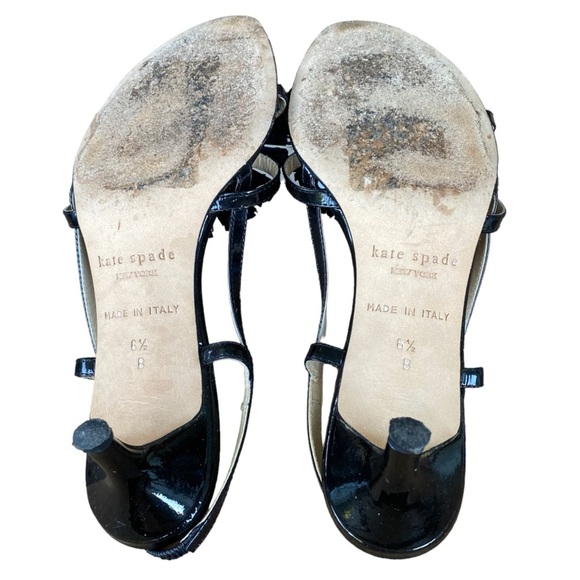 Kate Spade patent strappy kitten heels with flower Size 6.5B - Picture 5 of 5